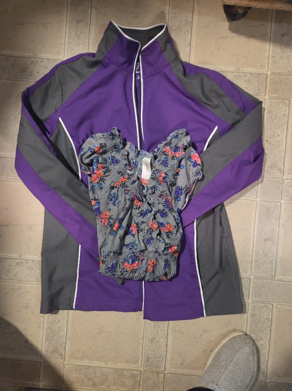 made for life Purple and Gray Kids Zip Rain Jacket